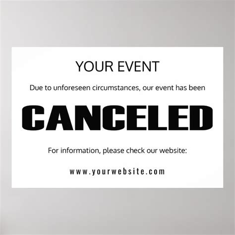 Event Cancellation Announcement Simple Big Sign