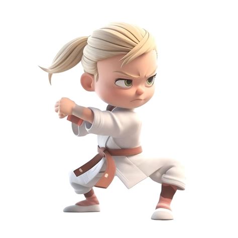 Premium Ai Image Kung Fu Girl On A White Background 3d Rendering