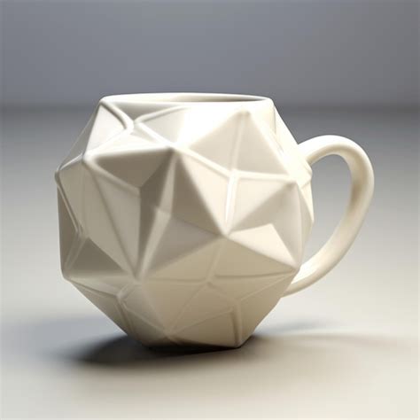 Premium Photo Geometric White Coffee Mug With Triangulated Blob Design