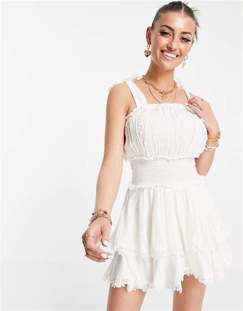 River Island Frill Detail Mini Dress In White Asos