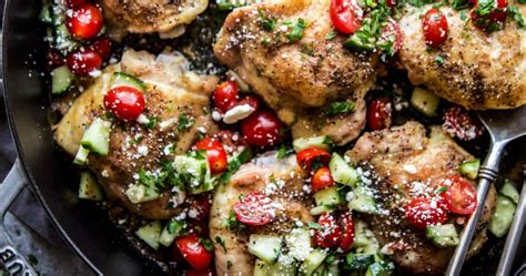 Mediterranean Chicken Thighs With Lemon Cucumber Relish Punchfork