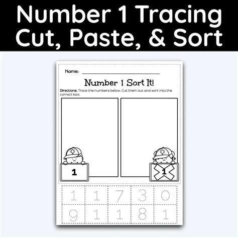 number  tracing cut paste sort activity