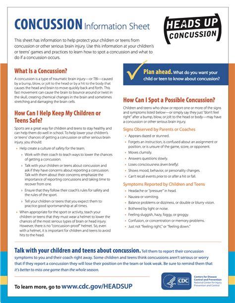 Concussion Information Sheet Post Oak Blue Dolphins