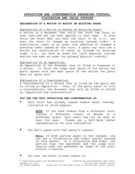 Motion To Modify Custody Visitation The Clark County Courts In Las