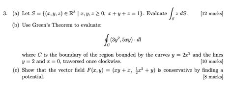 Solved A Let S { X Y Z ∈r3∣x Y Z≥0 X Y Z 1} Evaluate