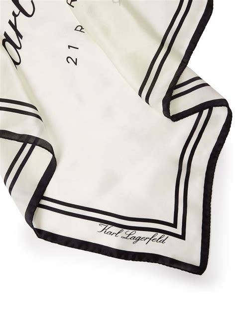 Karl Lagerfeld Hotel Karl Logo Print Silk Scarf White Farfetch