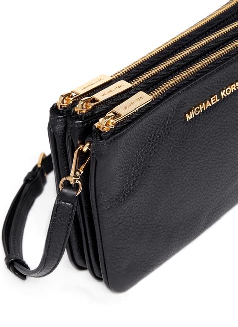 Lyst Michael Kors Bedford Gusset Leather Cross Body Bag In Black