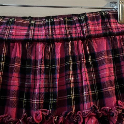 PINK LAYERED HOT TOPIC PLAID SKIRT WITH ELASTIC BAND Depop