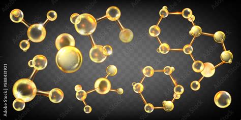 Gold Oil Molecule Set Collagen Yellow Ball Jojoba Nano 3d Cell