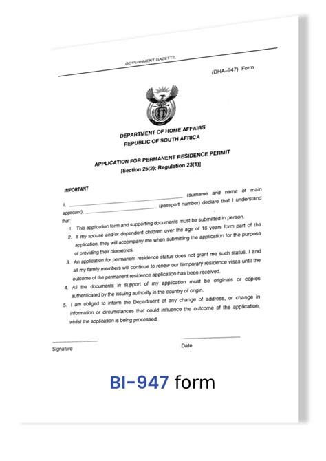 LIST OF DOCUMENTS FOR PERMANENT RESIDENCE PERMIT IN SOUTH AFRICA