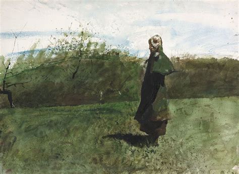 Andrew Wyeth Loden Coat Walking In Her Cape Coat 1975 Andrew