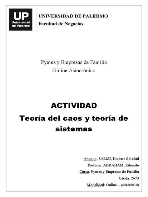 Actividad Teoría Del Caos Y Teoría De Sistemas Pdf Teoría De