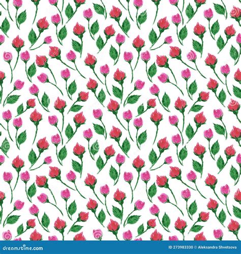 Hand Drawn Watercolor Pink And Red Abstract Rose Seamless Pattern On