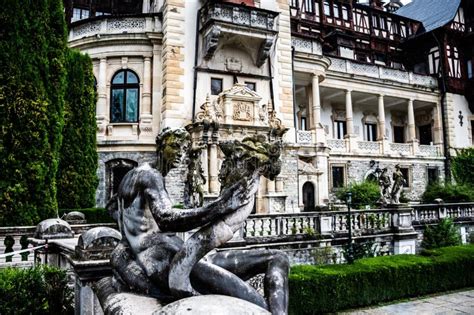 Peles Castle In A Rainy Day Sinaia Romania Editorial Stock Photo