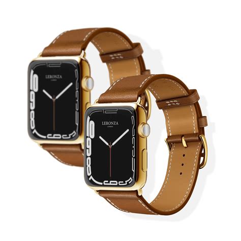 Luxury Apple Watch Series 8 And 8 Ultra With Brown Leather Strap Leronza