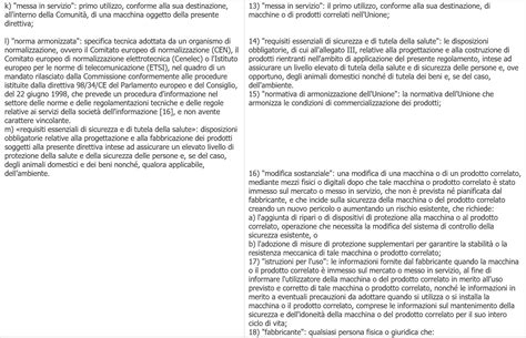 Tavola Di Concordanza Estesa Direttiva Macchine Regolamento Macchine