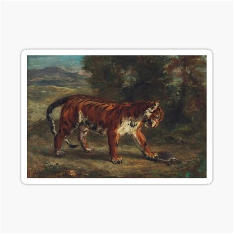 Tiger Playing With Tortoise By Eug Ne Delacroix Sticker For Sale By