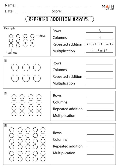 Printable Arrays For Multiplication