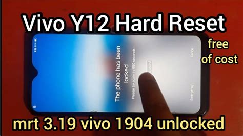 Vivo Y12 1904 Hard Reset Y12 Forget Lock Password Unlock With Mrt 3