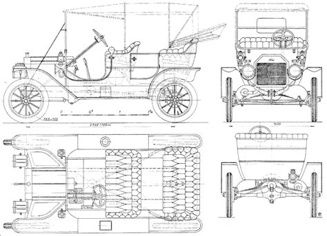 Ford Model T Blueprint - Download free blueprint for 3D modeling