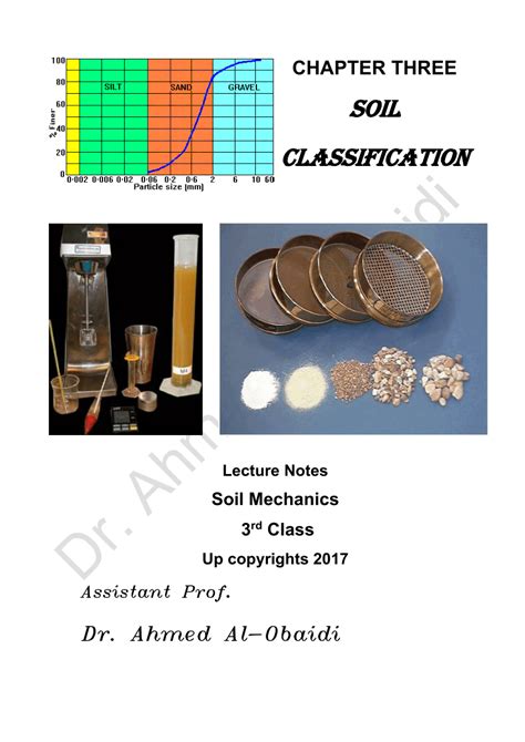 Pdf Dr Ahmed Soil Mechanics Note Chapter Three Soil Classification