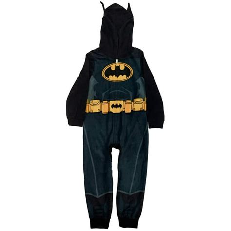 Dc Comics Boys Black Fleece Hoodie Batman Union Suit Sleeper Pajamas