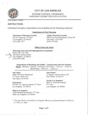 Fillable Online City Of Los Angeles Interim Control Ordinance Hardship