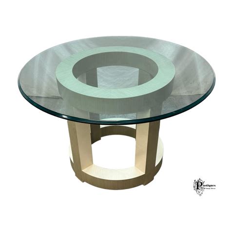 Contemporary Bernhardt Interiors Axiom Style Glass Top Dining Table Chairish