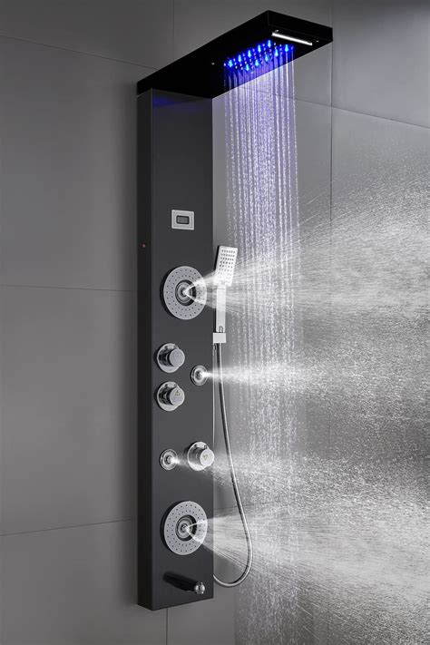 Ello Allo Stainless Steel Shower Panel Tower System Led Rainfall