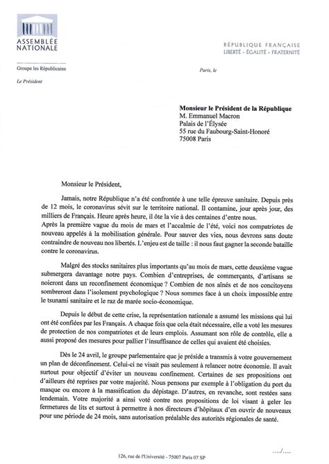 COVID 19 Lettre au President de la République Fabrice Brun