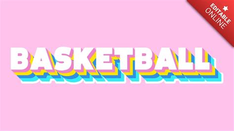 Basketball Vintage 3D Roze Geel Groen Tekst Effect Generator