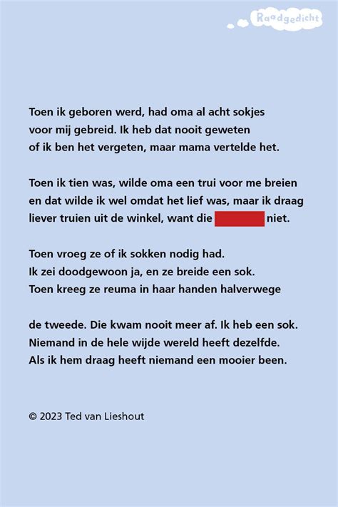 Toen Ik Geboren Werd Ted Van Lieshout Week 1 Raadgedicht