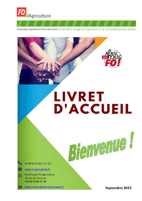 Livret D Accueil Du Nouvel Arrivant Fo Agriculture