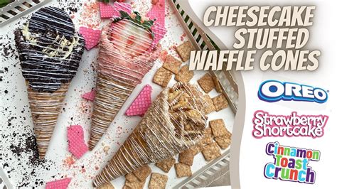 Stuffed Waffle Cones No Bake Cheesecake Cones Youtube