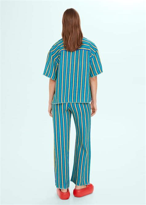 Multi Colored Striped Linen Pants Women Mango Usa