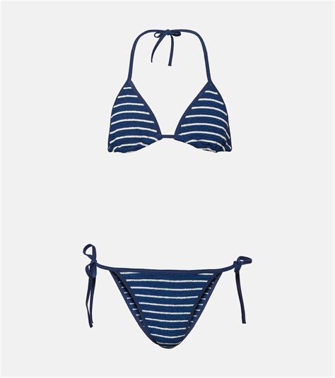 Gina Striped Bikini In Blue Hunza G Mytheresa