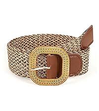 Women Woven Rattan Wide Stretch Straw Belt Beige At Amazon Womens