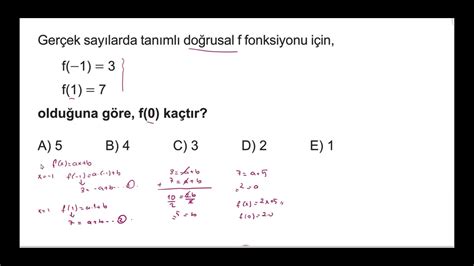 Doğrusal fonksiyon soru çözümü YouTube