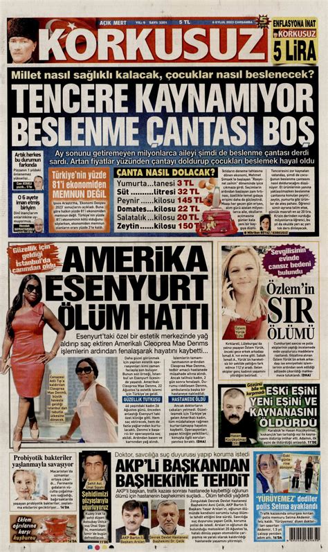 Korkusuz Gazetesi Korkusuz Man Et Oku Haberler Eyl L