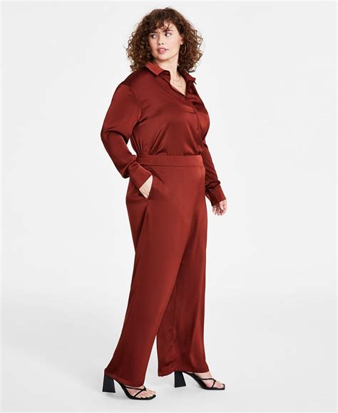 And Now This Trendy Plus Size Satin Wide Leg Pants Macy S