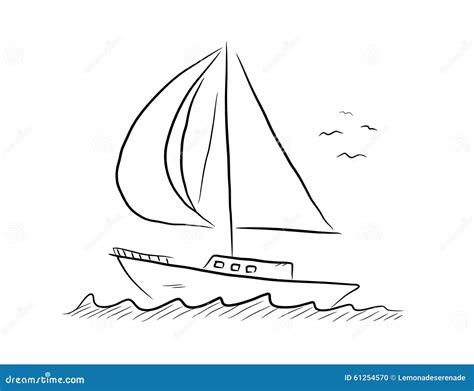 Sailboat Doodle Stock Vector Image 61254570