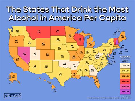 The States That Drink The Most Alcohol In America Map Vinepair