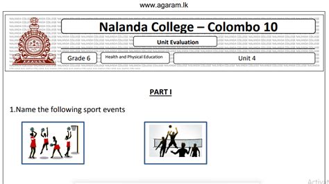 Health And Physical Education Unit Exam Paper 04 Grade 06