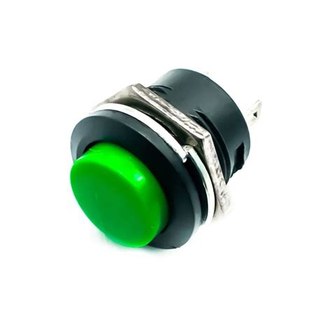 Green R13 507 16MM 2PIN Momentary Self Reset Round Cap Push Button