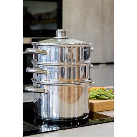 Vaporera 3 Niveles 22cm En Acero Inoxidable Plata Kitchencraft Maisons Du Monde