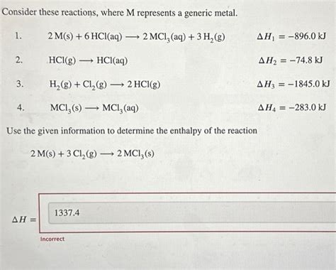 Solved Consider These Reactions Where M Represents A Chegg