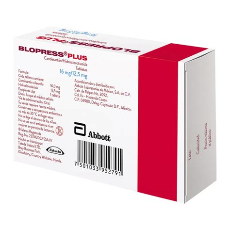 Blopress Plus 16 mg 14 Tabletas Abbott México