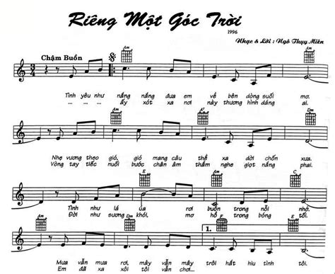 Hợp âm Và Sheet Nhạc Riêng Một Góc Trời Tuấn Ngọc Sheet Music Music