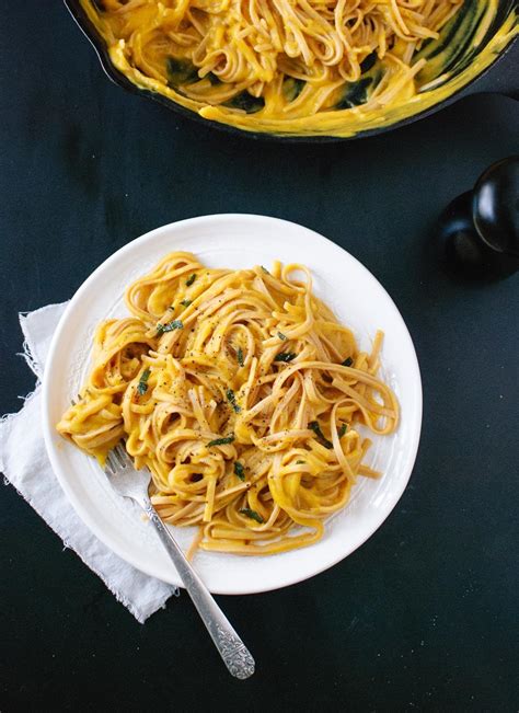 Creamy Vegan Butternut Squash Linguine With Fried Sage Cookie And Kate