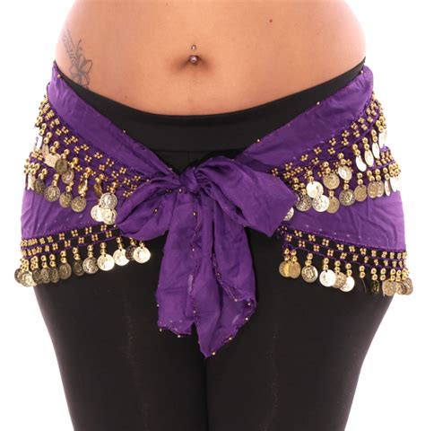 1x 4x Plus Size Chiffon Belly Dance Hip Scarf Sash With 3 Rows Of